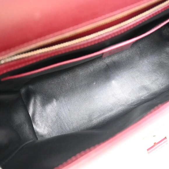 GUCCI Logo Top Handle Shoulder Hand Bag Leather Red GHW Italy - Picture 8 of 16